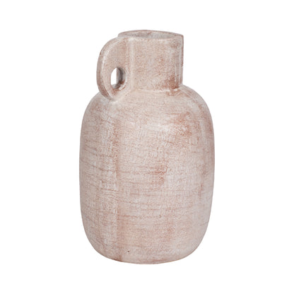 15" Modern Terracotta Jug Vase W/handle, Ivory - Decor Addict, LLC