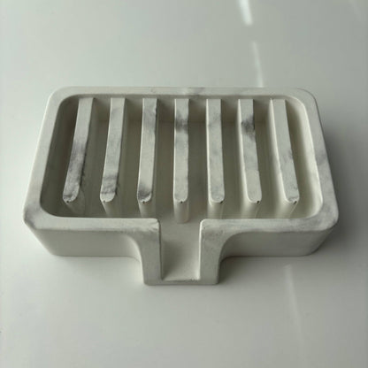 Soap Holder | Concrete Soap Dish: Light Gray & Gold - Decor Addict, LLC