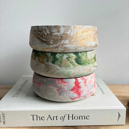 Daza - Decorative Concrete Bowl | Centerpiece Bowl : Green Fusion Marble - Decor Addict, LLC