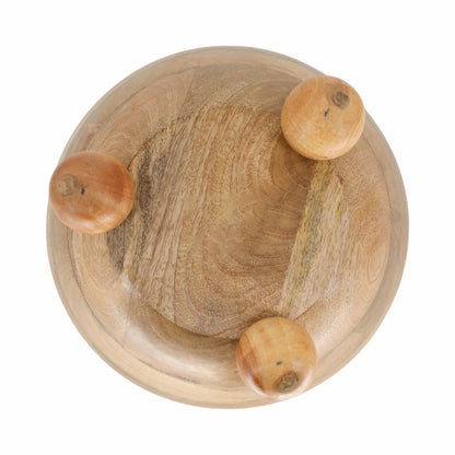 12" Bowl With Ball Feet, Nat - Decor Addict, LLC