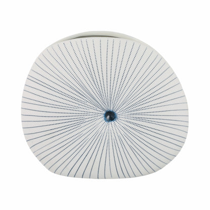 10x9" Round Dotted Shell Vase, White/blue - Decor Addict, LLC