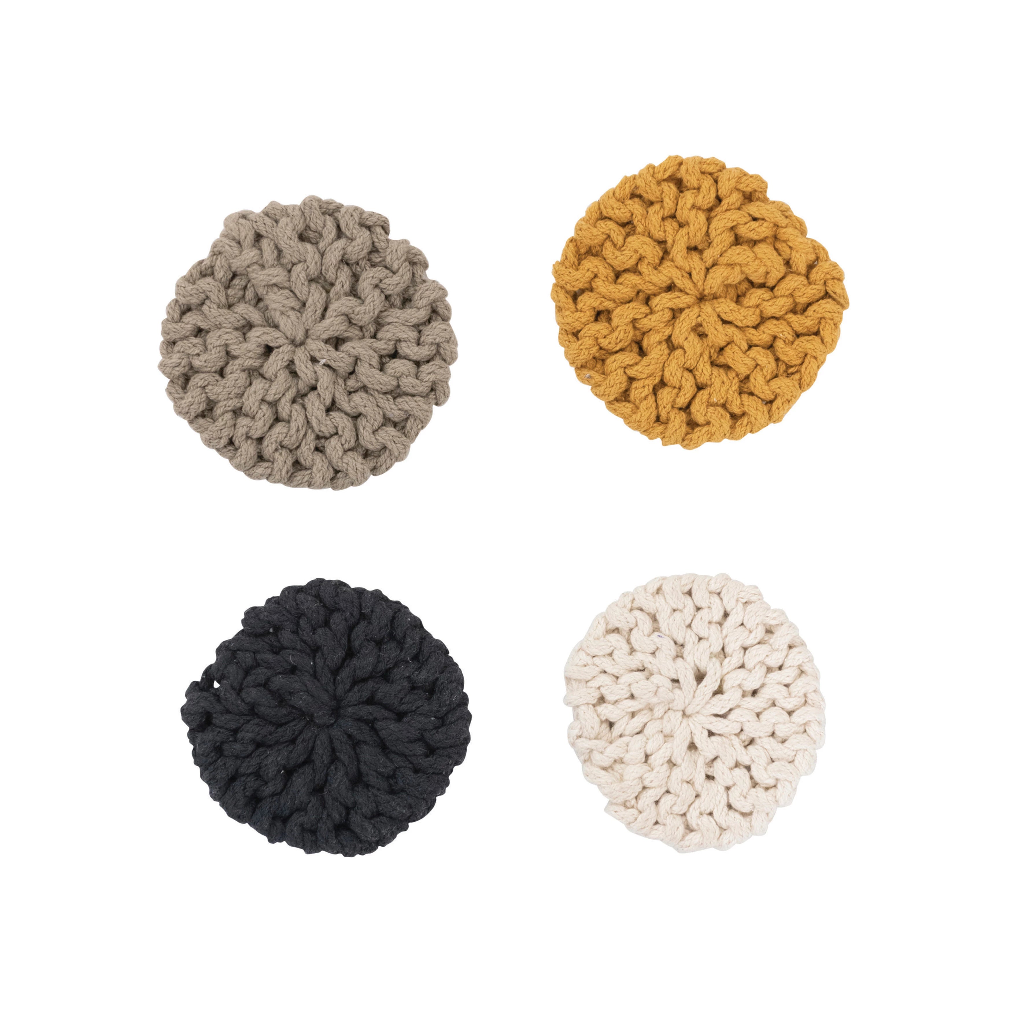 Cotton Crocheted Coasters, Set of 4