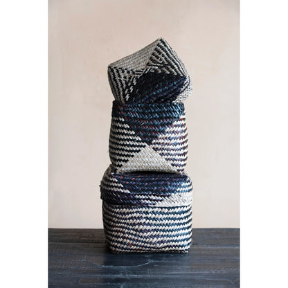 Hand-Woven Seagrass Boxes-Set of 2