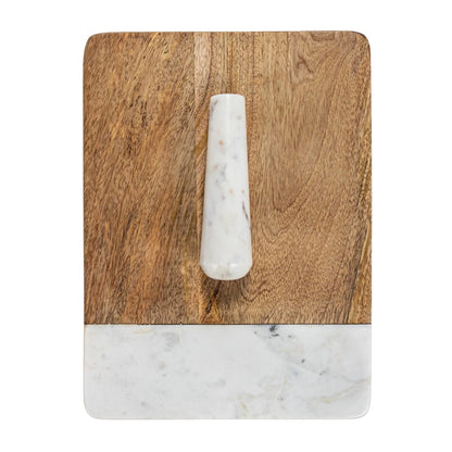 Mango Wood & Marble Cheese/Serving Board w/ Marble Pestle - Decor Addict, LLC