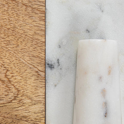 Mango Wood & Marble Cheese/Serving Board w/ Marble Pestle - Decor Addict, LLC