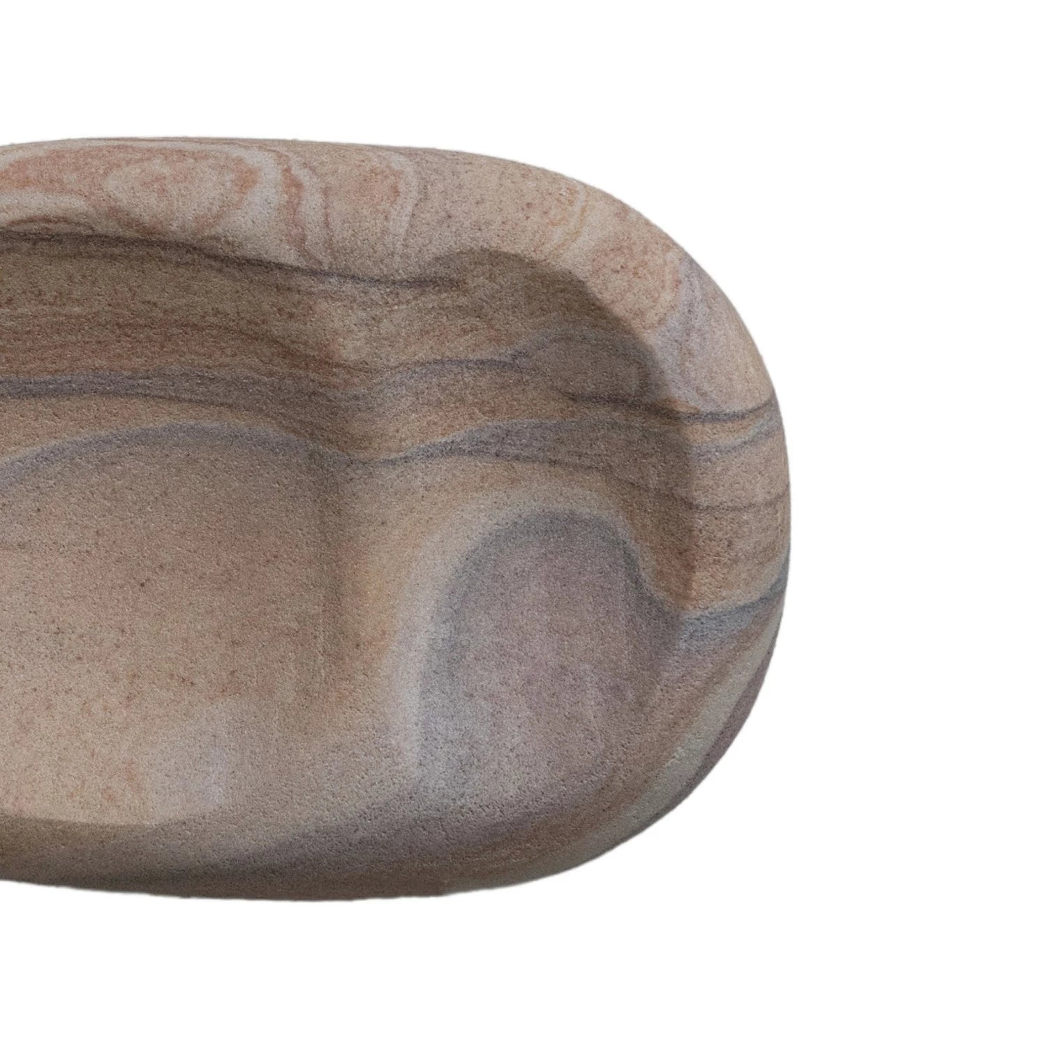 Decorative Sandstone Dish w/ 2 Sections, Natural