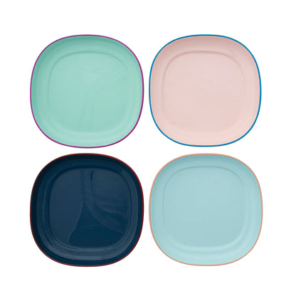 Enameled Stainless Steel Plate with Colored Edge, 4 Colors