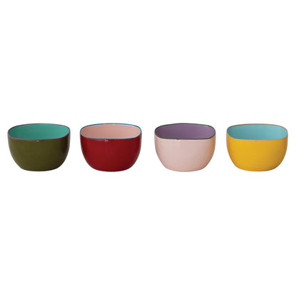 Enameled Stainless Steel Bowl with Colored Edge, 4 Colors