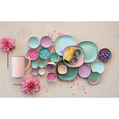 Enameled Stainless Steel Dish with Colored Edge, 4 Colors
