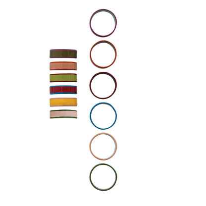 Enameled Metal Napkin Rings with Colored Edge, 6 Colors