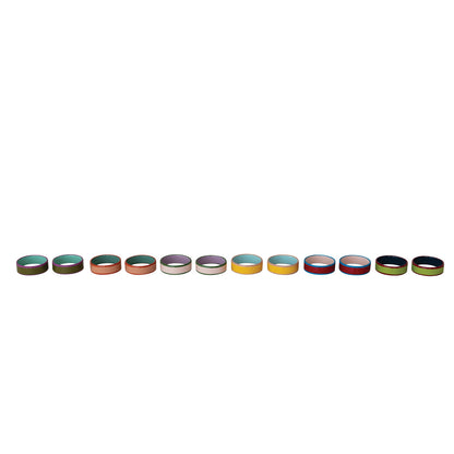 Enameled Metal Napkin Rings with Colored Edge, 6 Colors