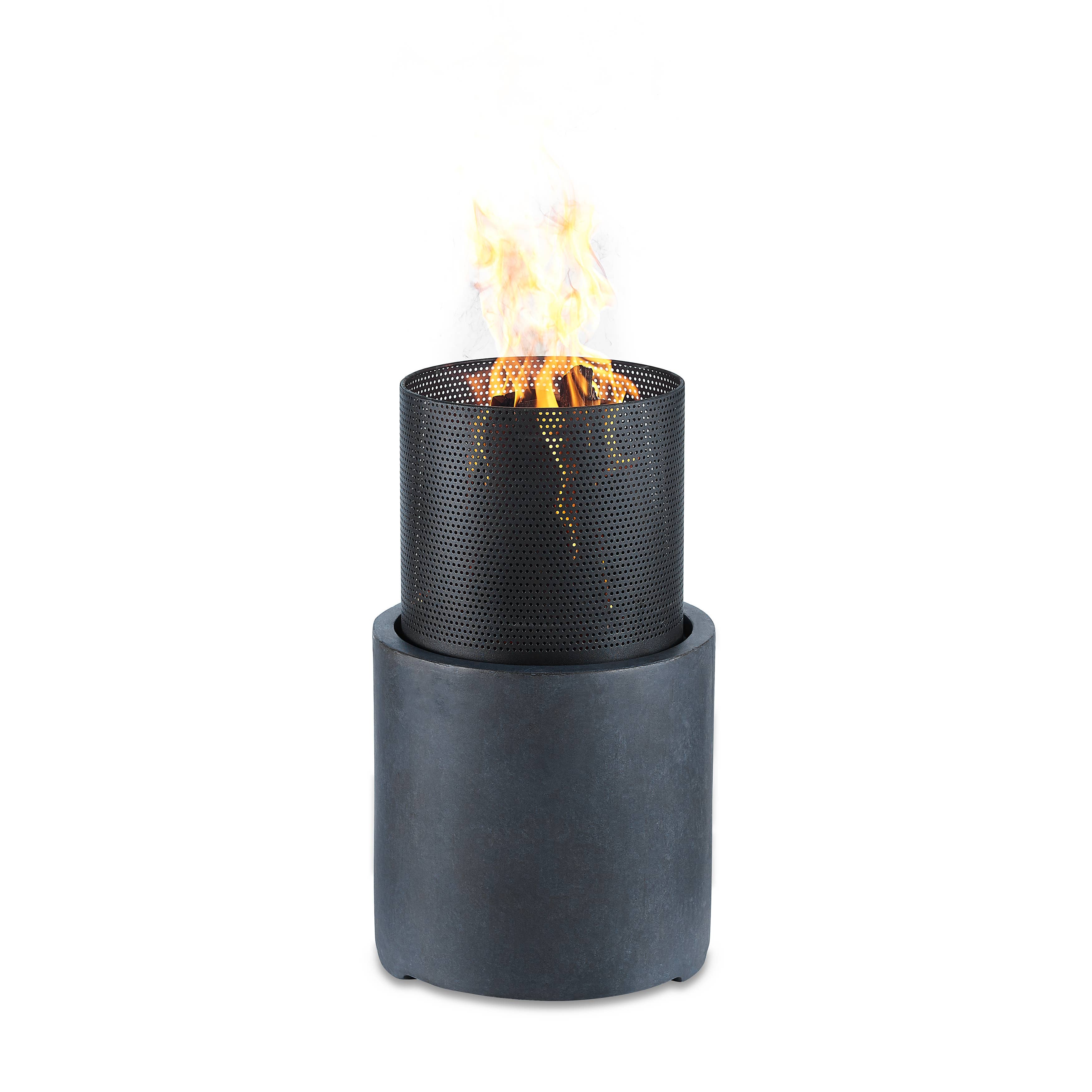 22" Wood Burning Faux Stone Fire Column - Decor Addict, LLC