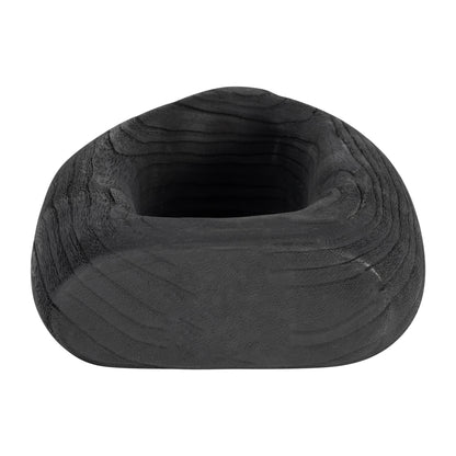 Wood, 14"h Cut-out Vase, Black - Decor Addict, LLC