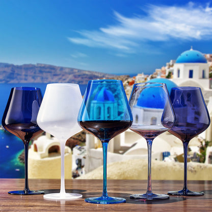 Colors of Santorini, City Wine Glassware | Set of 5 - Decor Addict, LLC