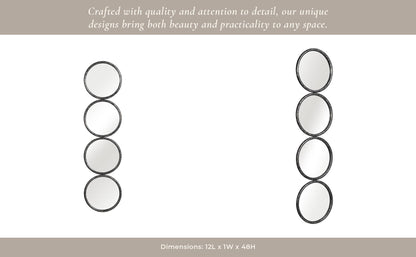 Wood Modern Four Circles Wall Mirror - Black, 48 in.