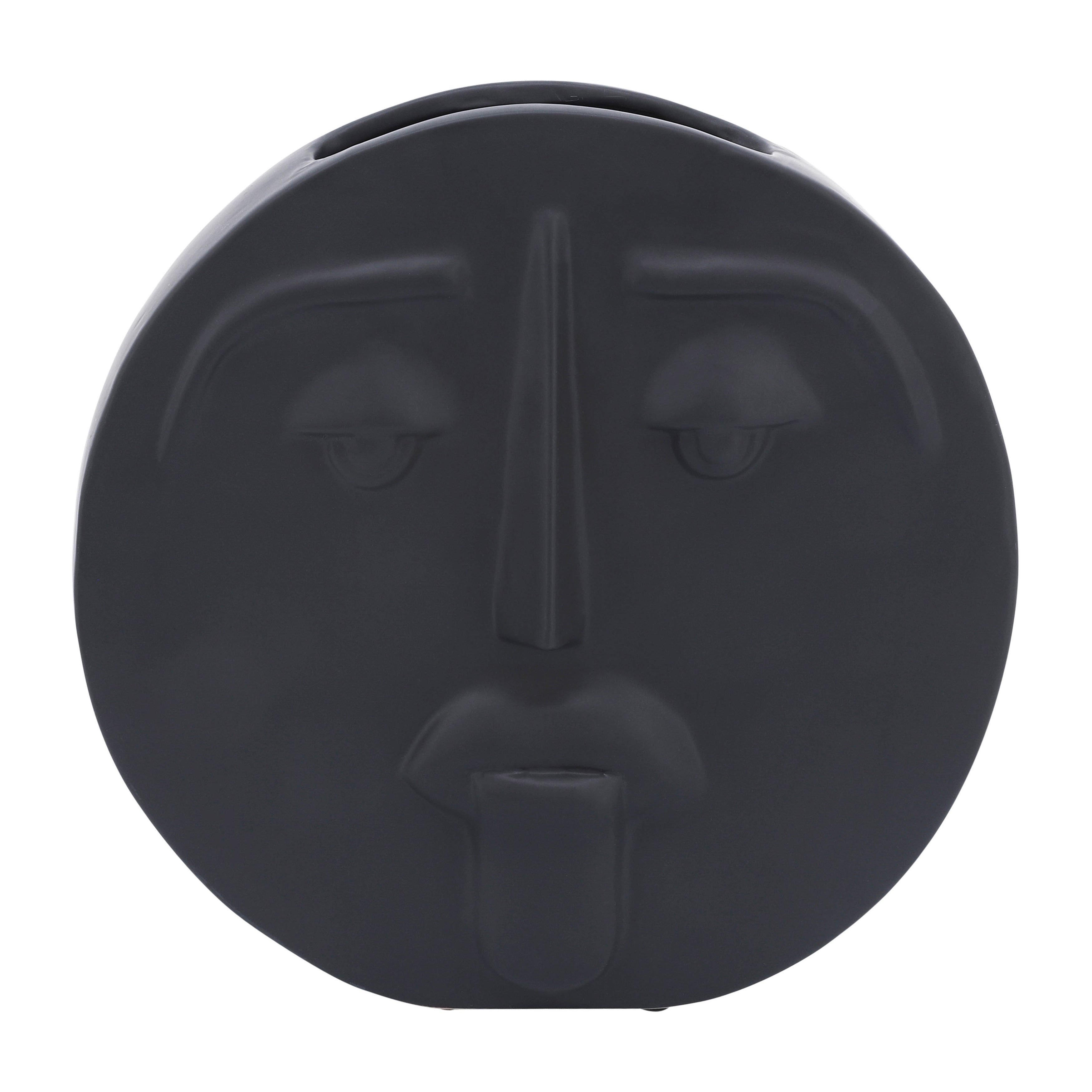 Cer, 10" Sad Face Vase, Black - Decor Addict, LLC