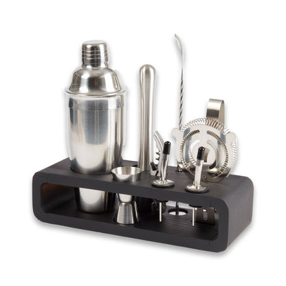 Mahattan Nine Piece Bar Set with Black Wood Base - Decor Addict, LLC