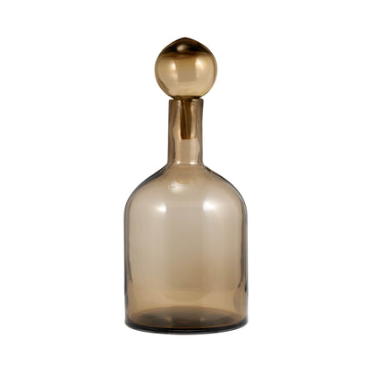Glass, 17" Bottle W/ Stopper Taupe - Decor Addict, LLC