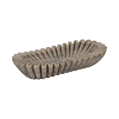 Decorative Bowl - Tan Marble Wavy Ribbed Texture, 16 in. - Decor Addict, LLC