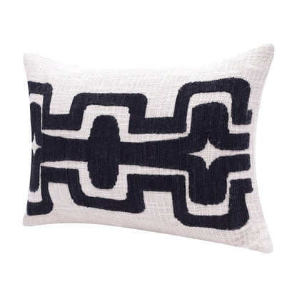 Seanna Geometric Handmade Decorative Throw Pillow: Onyx/ivory / 24" x 24" - Decor Addict, LLC