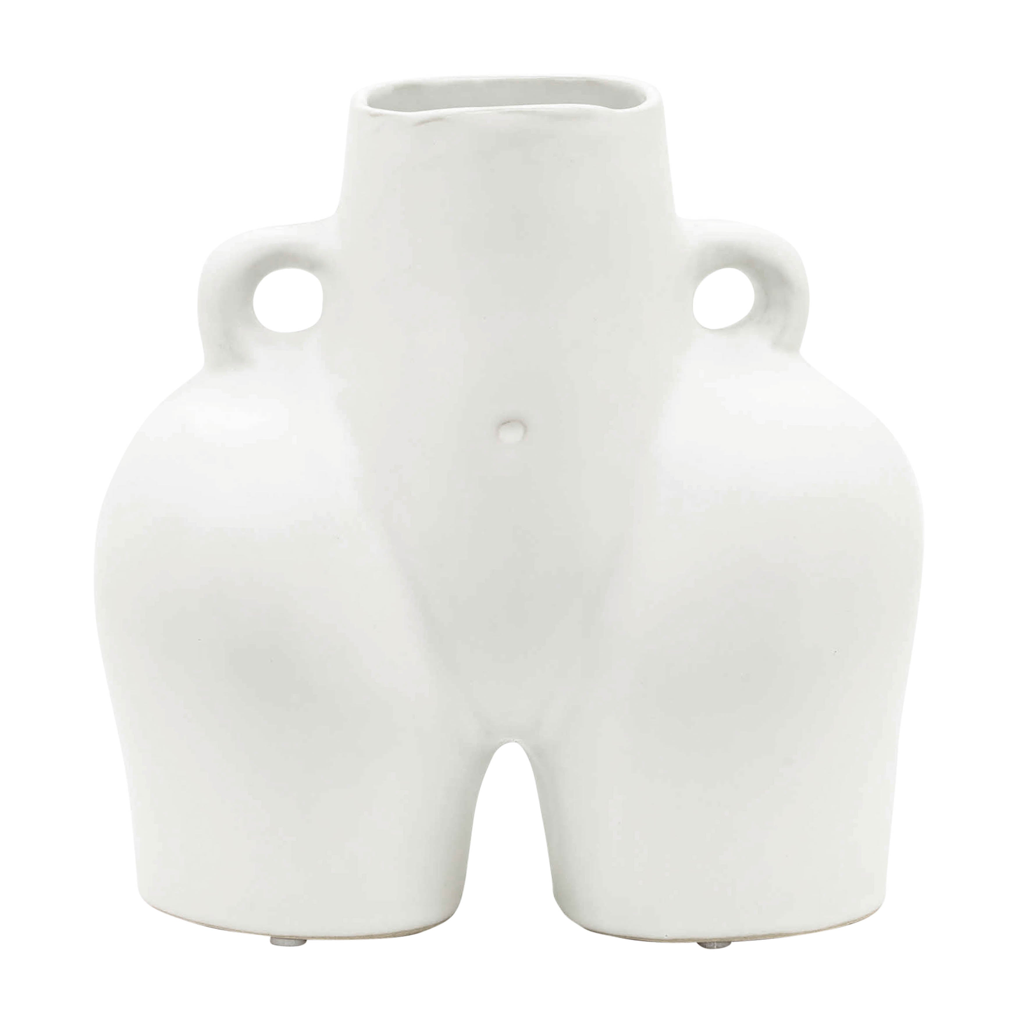 Cer, 7" Half Body Vase, White - Decor Addict, LLC