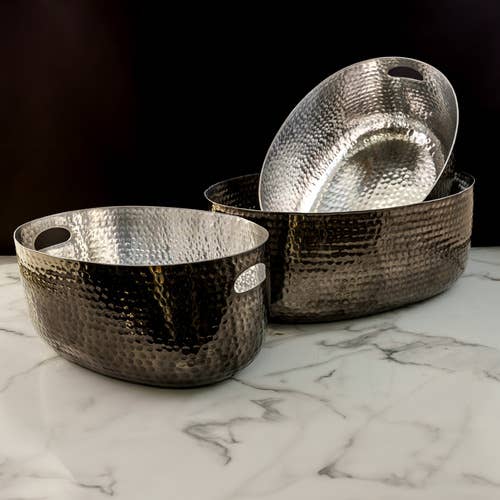 Hammered Black Beverage Tub – Set of 3 - Decor Addict, LLC