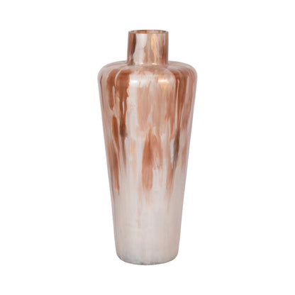 17" Nude Drip Finish Glass Floor Vase, Tan Multi - Decor Addict, LLC