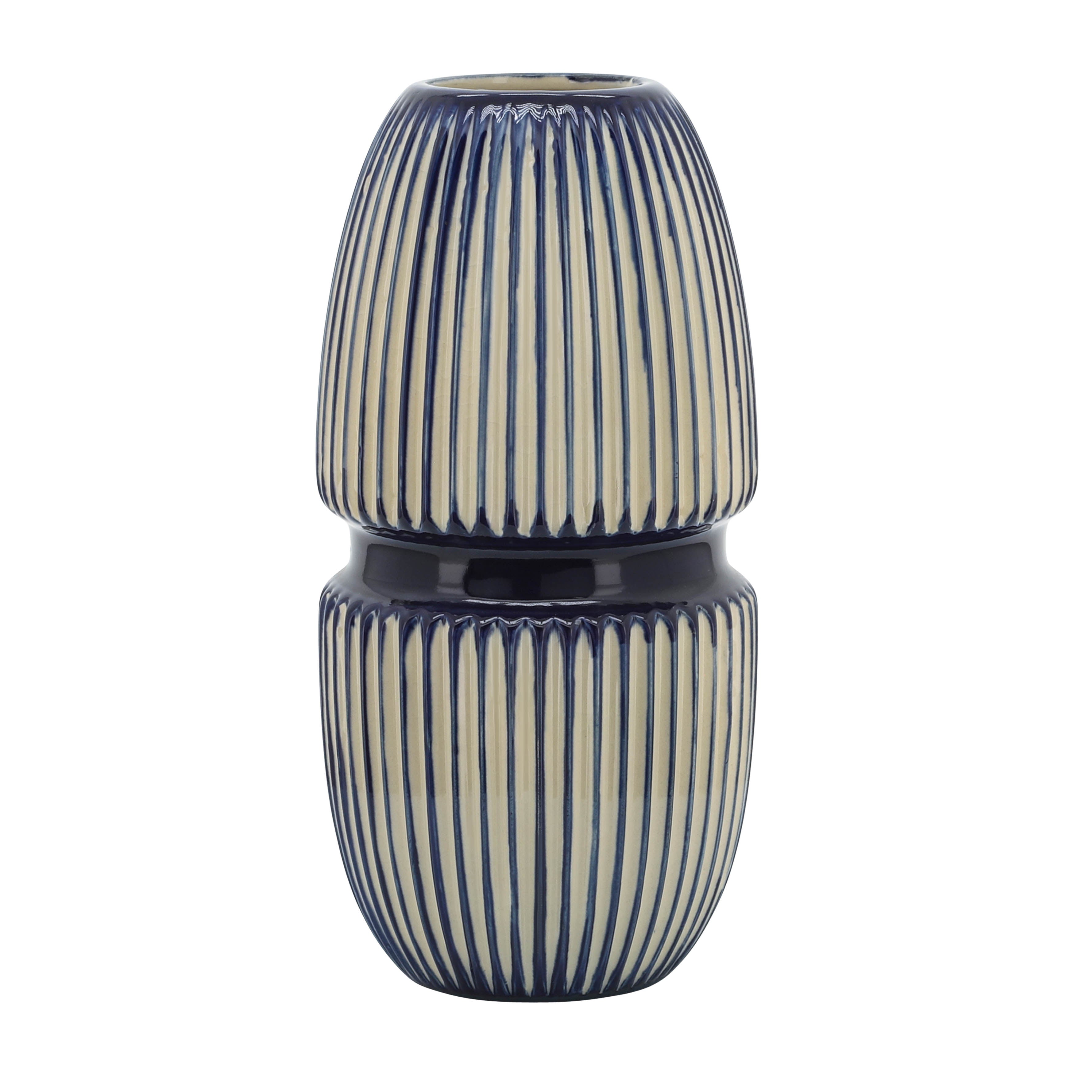Cer, 12" Round Mallet Vase, Blue - Decor Addict, LLC