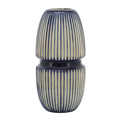 Cer, 12" Round Mallet Vase, Blue - Decor Addict, LLC