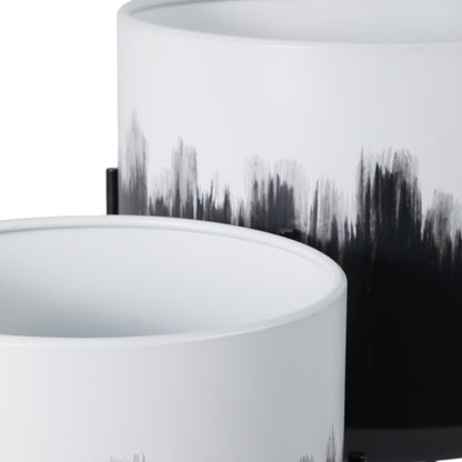 S/2 19/23" Metal Planters On Stands, White/blk Kd - Decor Addict, LLC
