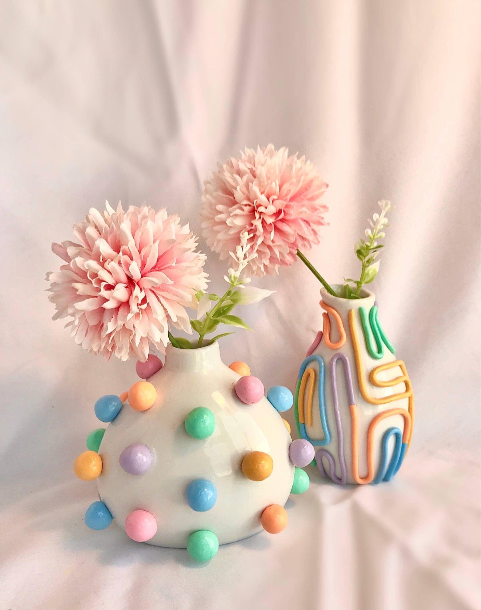 Retro Eclectic Colorful Bud Vase- Boho Mini Vase: Dots - Decor Addict, LLC
