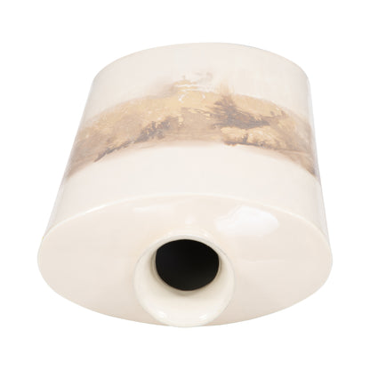 Metal, 20" Flask Vase, Pearl/gold - Decor Addict, LLC