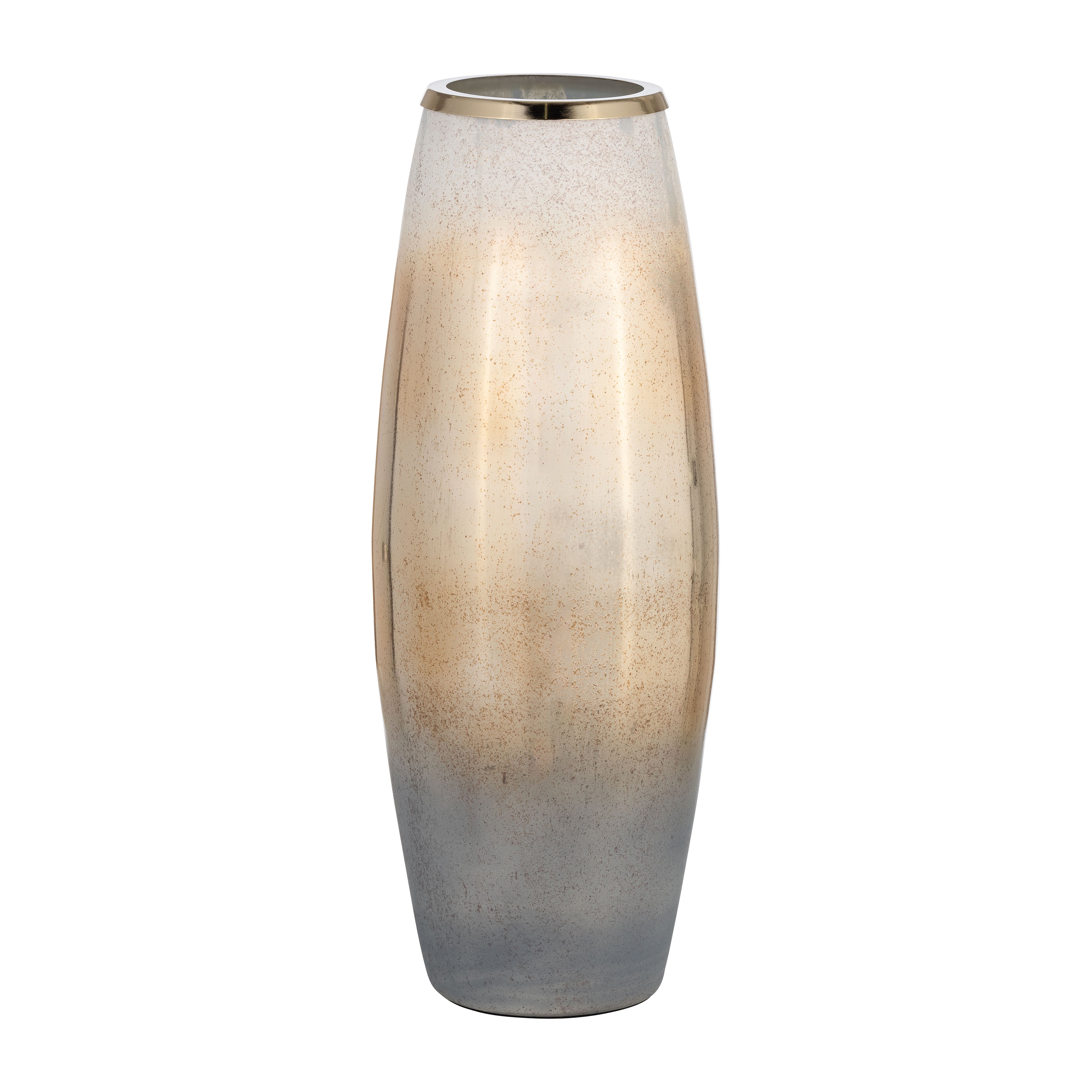 Glass,24"h Vase W/metal Rim, Cream/blk Ombre - Decor Addict, LLC