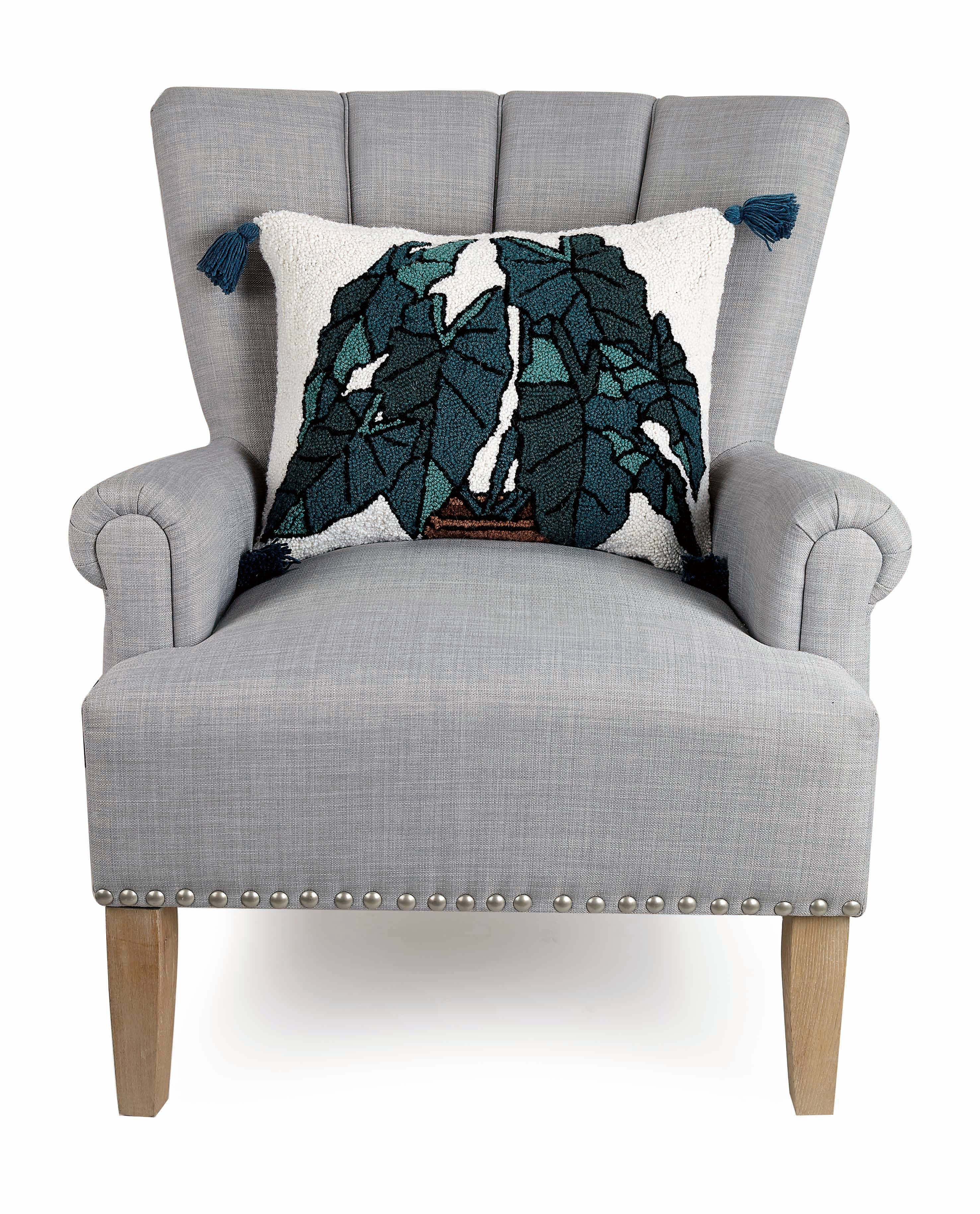 Alocasia W/ Tassels Hook Pillow - Jungalow - Decor Addict, LLC