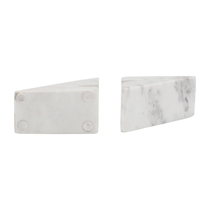 Bookends Set - White Marble Modern Right Triangle, 6 in. - Decor Addict, LLC
