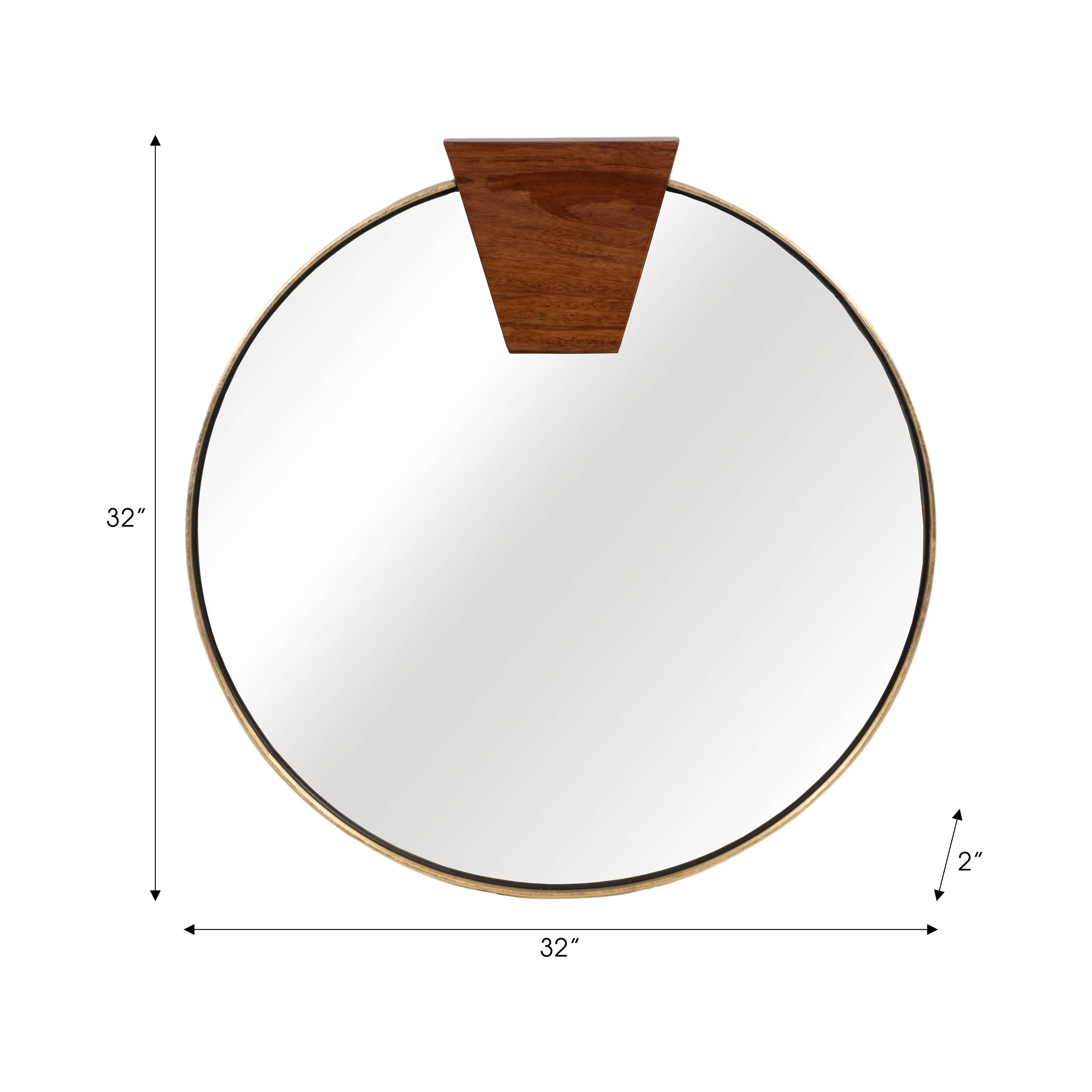 Gold 32x32 Round Wood Piece Framed Mirror - Decor Addict, LLC