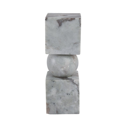 9x3" Chunky Marble Taper Holder, Tan Multi - Decor Addict, LLC
