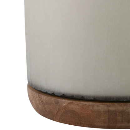 8x8" 105 Oz Starry Sky Wood Base Candle, White/nat - Decor Addict, LLC