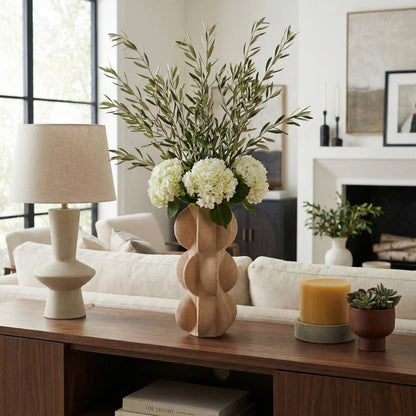 Decorative Vase - Tan Ceramic 3D Printed Textured, 11 in. - Decor Addict, LLC