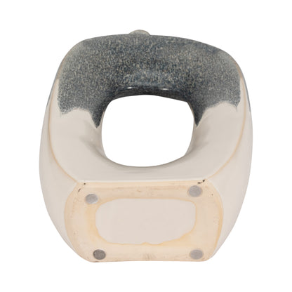 Cer, 16" Curvy Open Cut-out Vase, Blue/white - Decor Addict, LLC