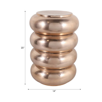 Side Table - Gold Metal Narrow Bold Rounded Drum, 20 in. - Decor Addict, LLC