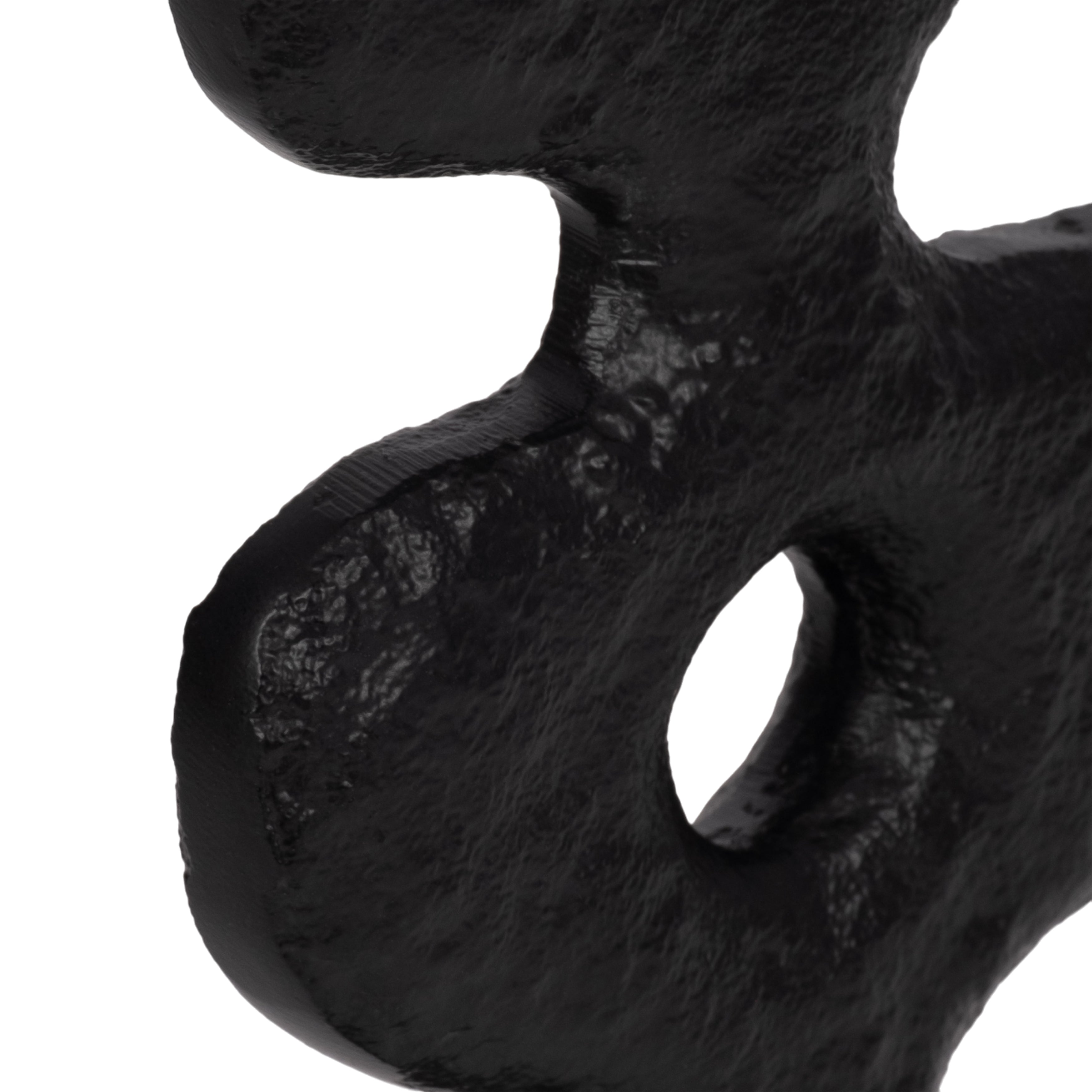 14" Abstract Totem Sculpture  Marble Base, Black/w - Decor Addict, LLC