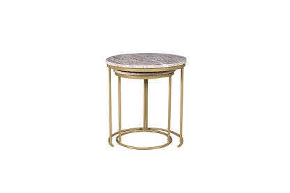 Brown Marble Nesting Coffee Table with Golden Metal Frame - Decor Addict, LLC