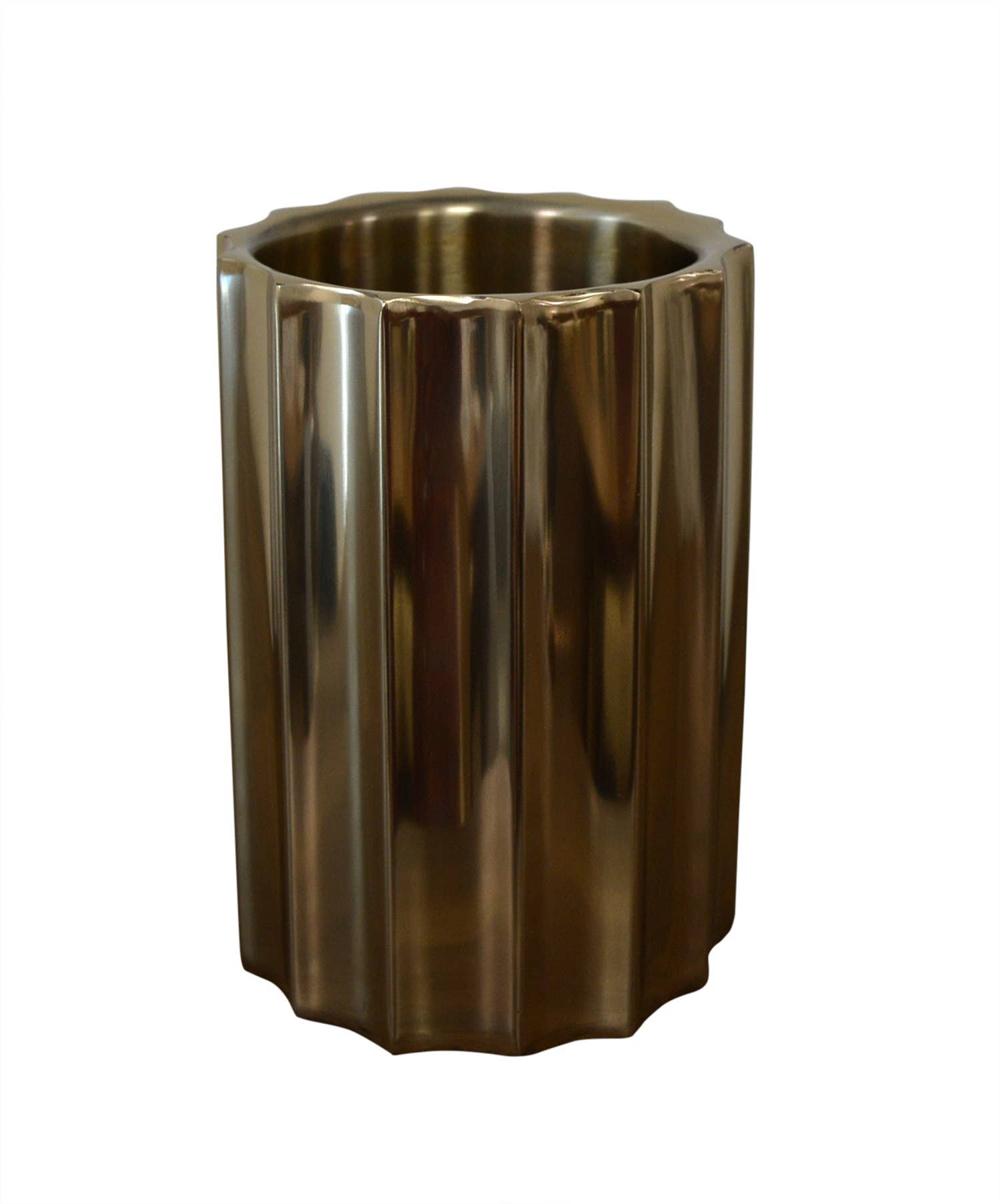Gold Steel Ice Bucket Large Double Wall: Gold / STEEL - Decor Addict, LLC