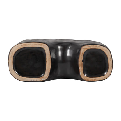 Cer, 12" Metallic Triple Handle Vase, Black - Decor Addict, LLC