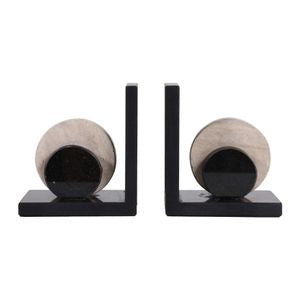 Rinnoit Travertine & Marble Bookends, Black (Set of 2)