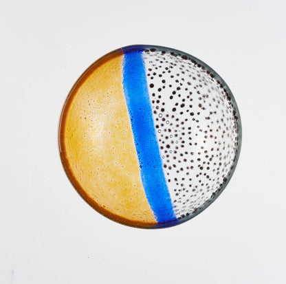 Safari Bowl Tray 12x5 Black, Blue & Yellow: Black, Blue & Yellow / Glass - Decor Addict, LLC