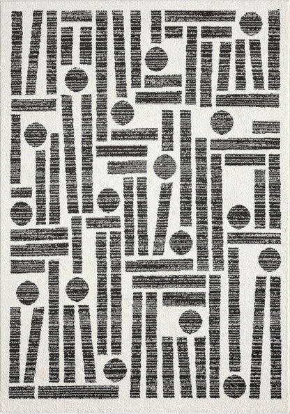 Abani Rugs Nomad Cream and Grey Lines Area Rug: 2' x 3' - Decor Addict, LLC