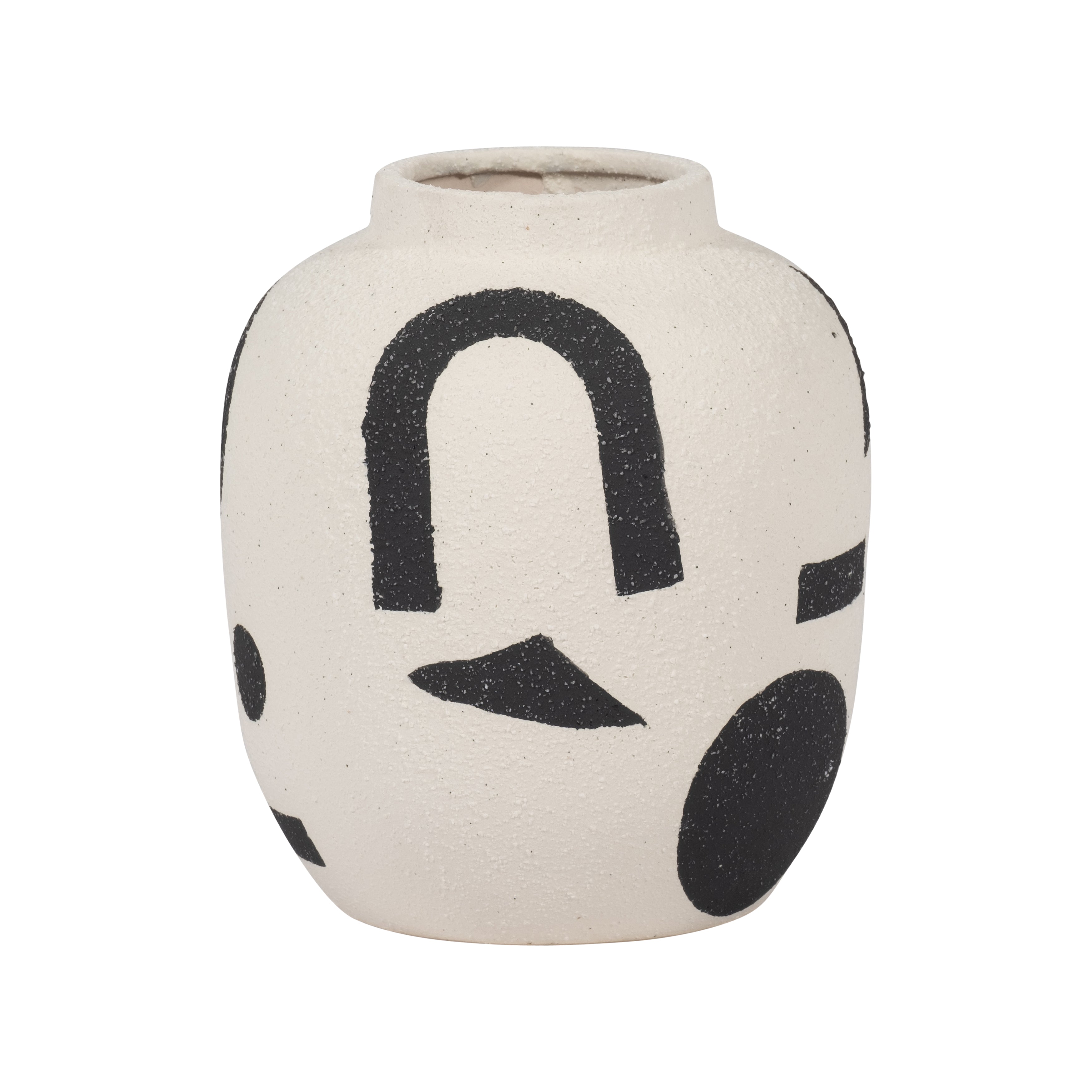 Cer, 6" Funky Bulbous Vase, Ivory/black - Decor Addict, LLC