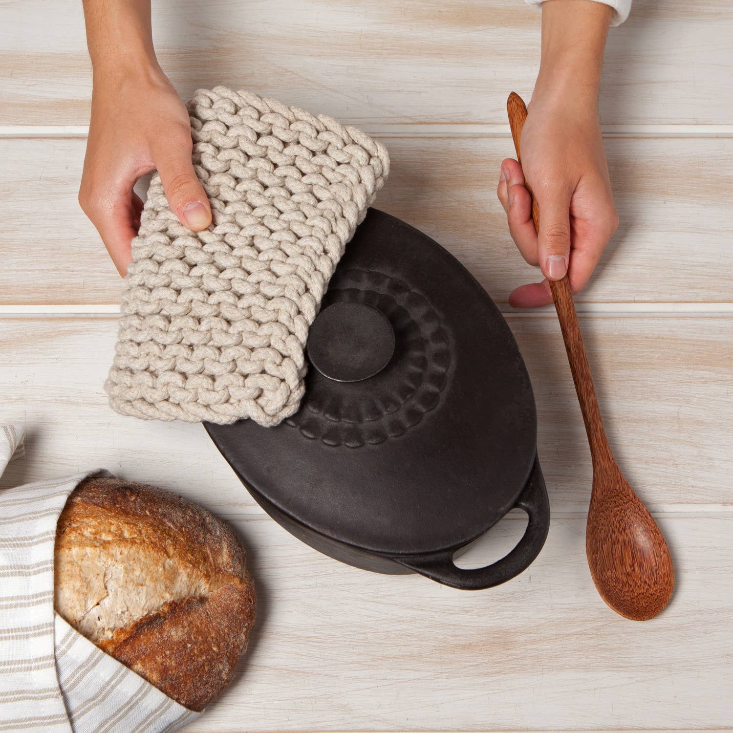 Dove Gray Knit Potholder - Decor Addict, LLC